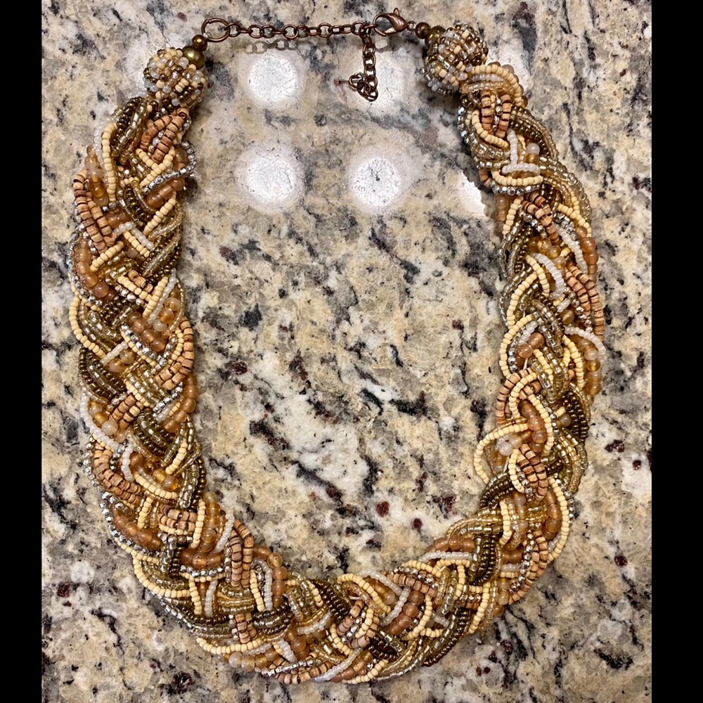 Beaded Braid Statement Necklace